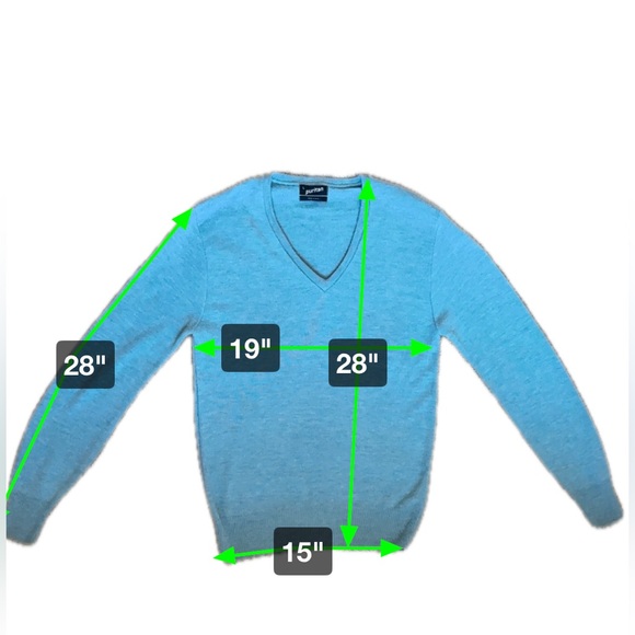 Puritan - Men's Vintage V-Neck Sweater - Made in the USA - Light Blue - Sz Large - Picture 5 of 6